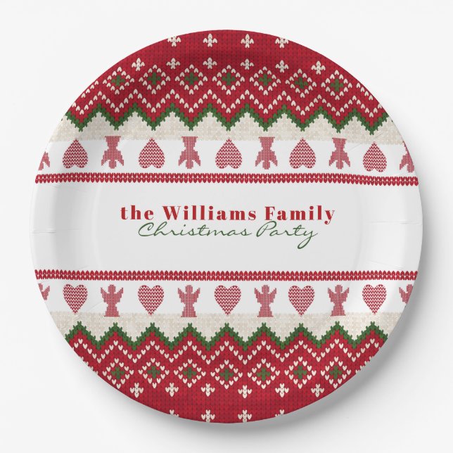 Ugly Sweater gegossen Hyge Angels Herz Weihnachten Pappteller (Vorderseite)