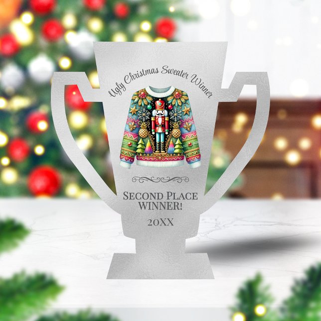 Ugly Sweater Gewinner Silver 2nd Place Trophy Freistehende Fotoskulptur (Von Creator hochgeladen)