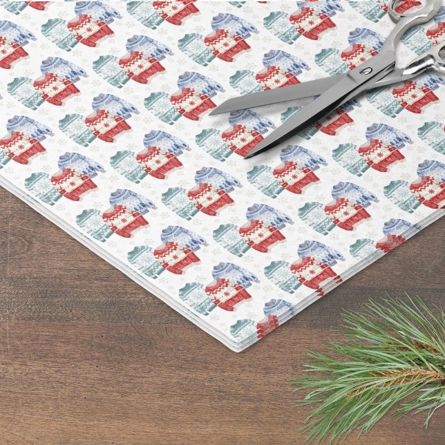 Ugly Sweater Holiday Christmas Seidenpapier (Festive Ugly Sweater Pattern Christmas Tissue Paper )