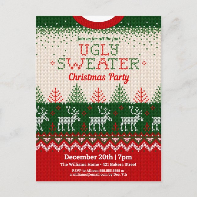 Ugly Sweater Holiday Party Einladung (Vorderseite)