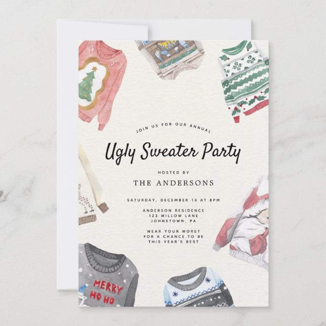 Ugly Sweater Holiday Party Einladung (Vorderseite)