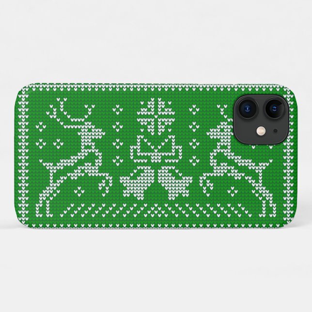 Ugly Sweater Jingle Glocken Weihnachtsdehirsche gr Case-Mate iPhone Hülle (Rückseite (Horizontal))