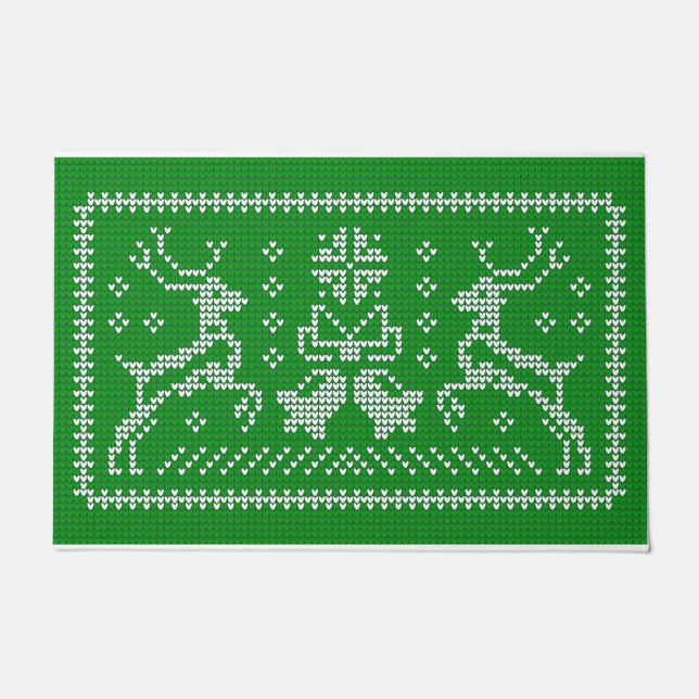 Ugly Sweater Jingle Glocken Weihnachtsdehirsche gr Fußmatte (Vorderseite)
