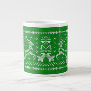 Ugly Sweater Jingle Glocken Weihnachtsdehirsche gr Jumbo-Tasse