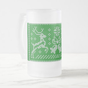 Ugly Sweater Jingle Glocken Weihnachtsdehirsche gr Mattglas Bierglas