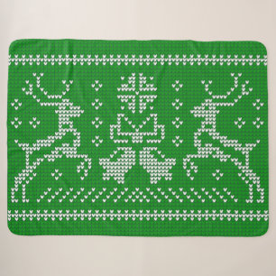 Ugly Sweater Jingle Glocken Weihnachtsdehirsche gr Sherpadecke