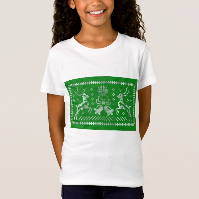 Ugly Sweater Jingle Glocken Weihnachtsdehirsche gr T-Shirt (Vorderseite)