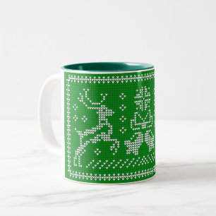 Ugly Sweater Jingle Glocken Weihnachtsdehirsche Gr Zweifarbige Tasse