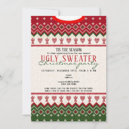 Ugly Sweater Knitted Hygge Angel Hearts Weihnachte Einladung