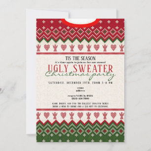 Ugly Sweater Knitted Hygge Angel Hearts Weihnachte Einladung
