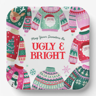 Ugly Sweater mit Weihnachten, Rentier Weihnachten Pappteller