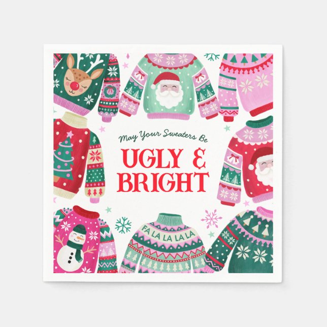 Ugly Sweater mit Weihnachten, Rentier Weihnachten Serviette (Vorderseite)