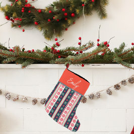 Ugly Sweater Muster Niedlich Frohe Weihnachten Großer Weihnachtsstrumpf