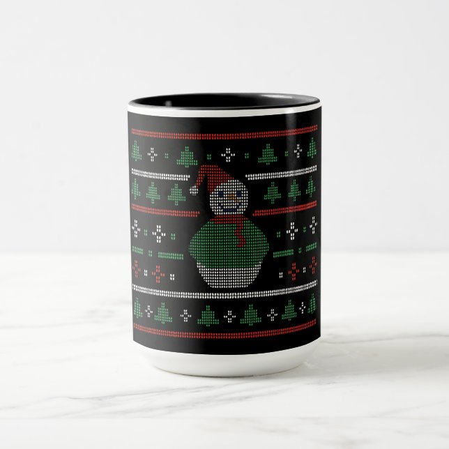 Ugly Sweater - Niedlicher Snowman Weihnachts-Jumpe Tasse (Zentrum)