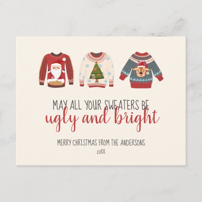 Ugly Sweater Non-Foto Urlaub Farbenfrohe Postkarte (Vorderseite)