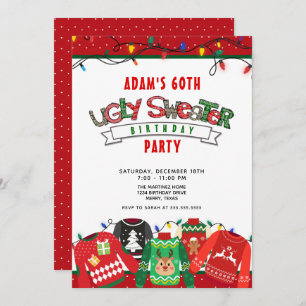 Ugly Sweater Party 60. Geburtstag Einladung