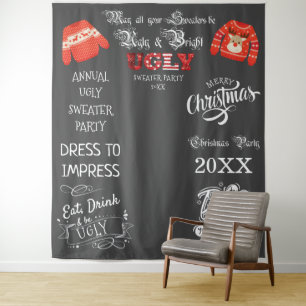 Ugly Sweater Party Foto Shoot Background Wandteppich