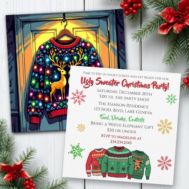 Ugly Sweater Party Funny Christmas  Einladung (Von Creator hochgeladen)