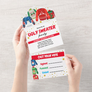 Ugly Sweater Party in einer Einladung