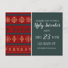 Ugly Sweater Party Invitation  Postkarte