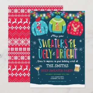 Ugly Sweater Party lädt einen hellen und hellen Pu Einladung