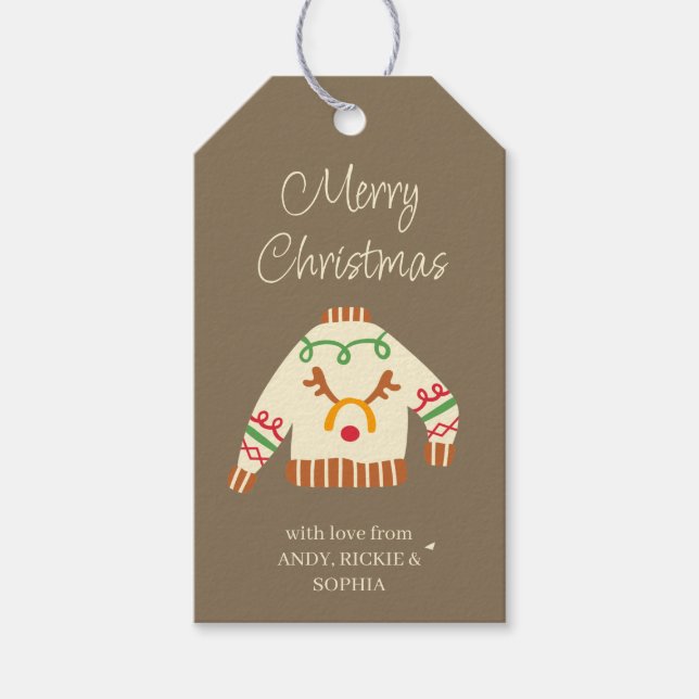 Ugly Sweater Personalisierte Weihnachtsgeschenke T Geschenkanhänger (Vorderseite)