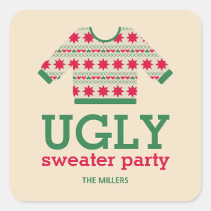 Ugly Sweater Quadratischer Aufkleber