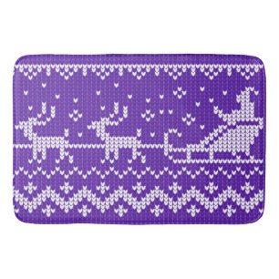 Ugly Sweater Santa Claus Schlitten und Rentiere Badematte