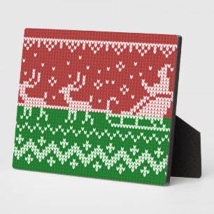 Ugly Sweater Santa Claus Schlitten und Rentiere Fotoplatte