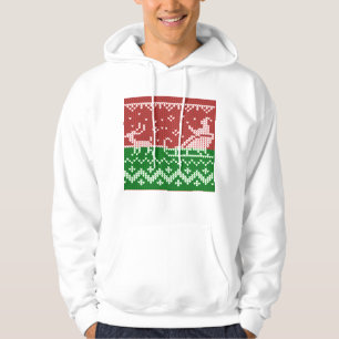 Ugly Sweater Santa Claus Schlitten und Rentiere Hoodie