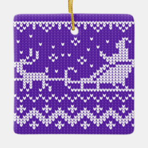 Ugly Sweater Santa Claus Schlitten und Rentiere Keramikornament