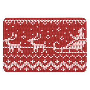Ugly Sweater Santa Claus Schlitten und Rentiere Magnet