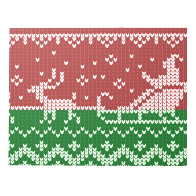 Ugly Sweater Santa Claus Schlitten und Rentiere Notizblock (Vorderseite)