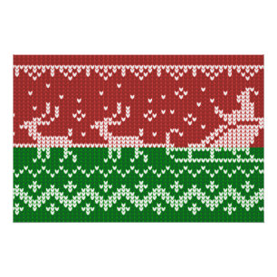 Ugly Sweater Santa Claus Schlitten und Rentiere Poster