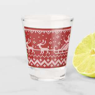 Ugly Sweater Santa Claus Schlitten und Rentiere Schnapsglas