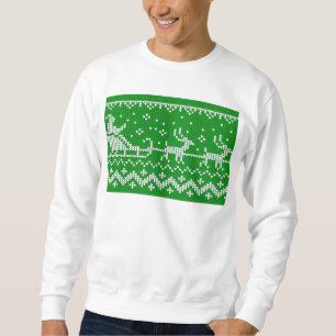 Ugly Sweater Santa Claus Schlitten und Rentiere Sweatshirt