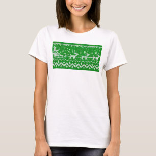 Ugly Sweater Santa Claus Schlitten und Rentiere T-Shirt