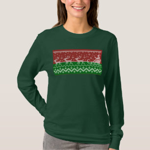 Ugly Sweater Santa Claus Schlitten und Rentiere T-Shirt