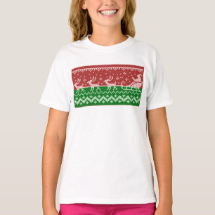 Ugly Sweater Santa Claus Schlitten und Rentiere T-Shirt