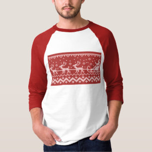 Ugly Sweater Santa Claus Schlitten und Rentiere T-Shirt