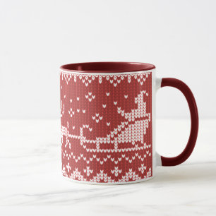 Ugly Sweater Santa Claus Schlitten und Rentiere Tasse
