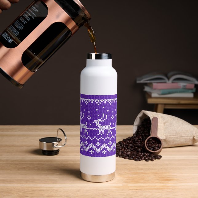 Ugly Sweater Santa Claus Schlitten und Rentiere Trinkflasche (Kaffee)