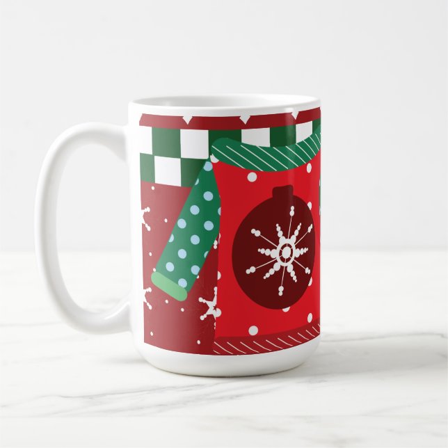 Ugly Sweater Snowflake Muster Red Green Kaffeetasse (Links)