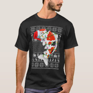 Ugly Sweater Style Xmas Lichter Santa Koi Fish Chr T-Shirt