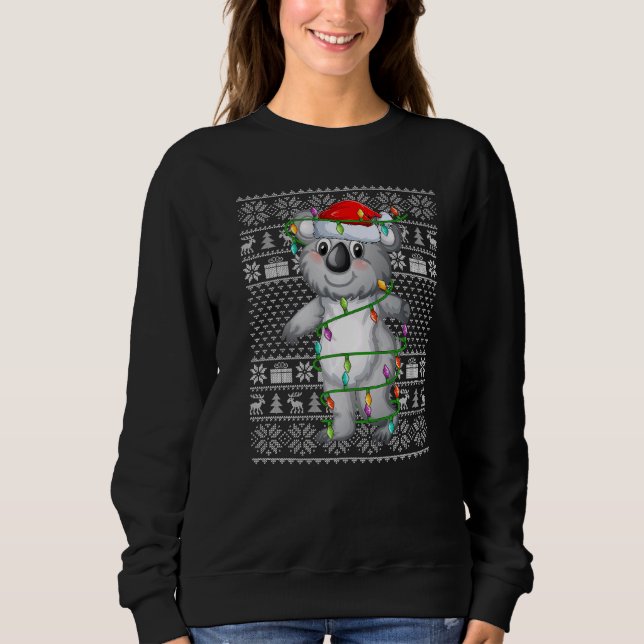 Ugly Sweater Style Xmas Lights Santa Koala Christm Sweatshirt (Vorderseite)