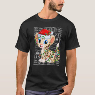 Ugly Sweater Style Xmas Lights Santa Leopard Chris T-Shirt