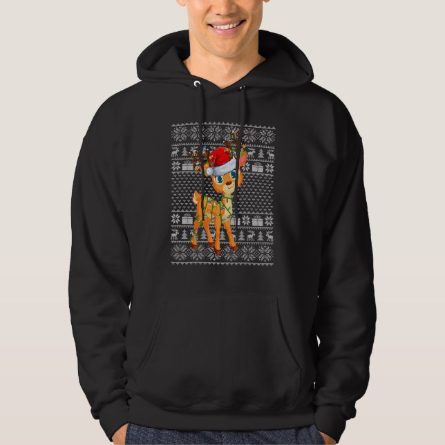 Ugly Sweater Style Xmas Lights Santa Reindeer Chri Hoodie (Vorderseite)