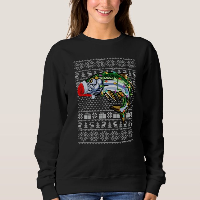 Ugly Sweater Style Xmas Lights Santa Tarpon Fish C Sweatshirt (Vorderseite)