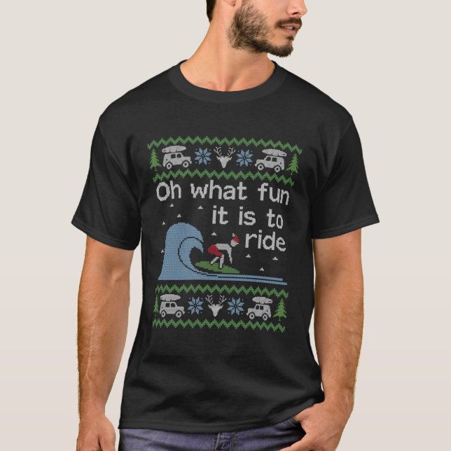 Ugly Sweater Surfer Surf Funny für Christm T-Shirt (Vorderseite)