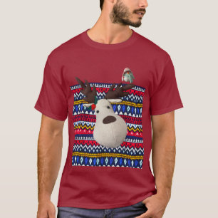 Ugly Sweater T - Shirt Rentier und Vogel lustiges 